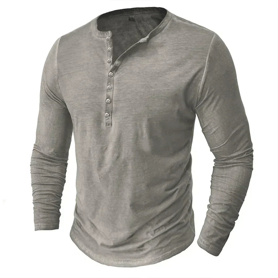 Herren Langarmshirt Mit Knöpfen