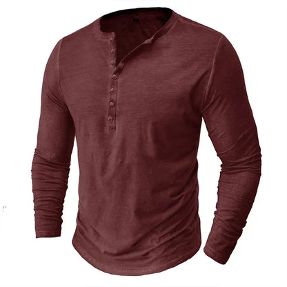 Herren Langarmshirt Mit Knöpfen