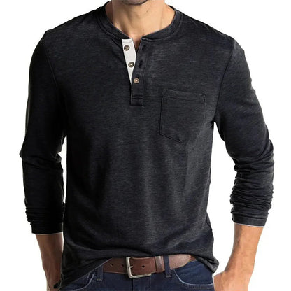 Herren T-Shirt Langarm Basic Rundhals