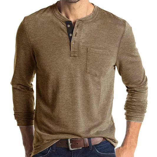 Herren T-Shirt Langarm Basic Rundhals - IdealeKleiden