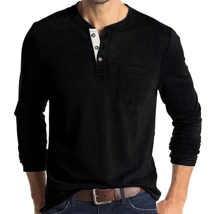 Herren T-Shirt Langarm Basic Rundhals