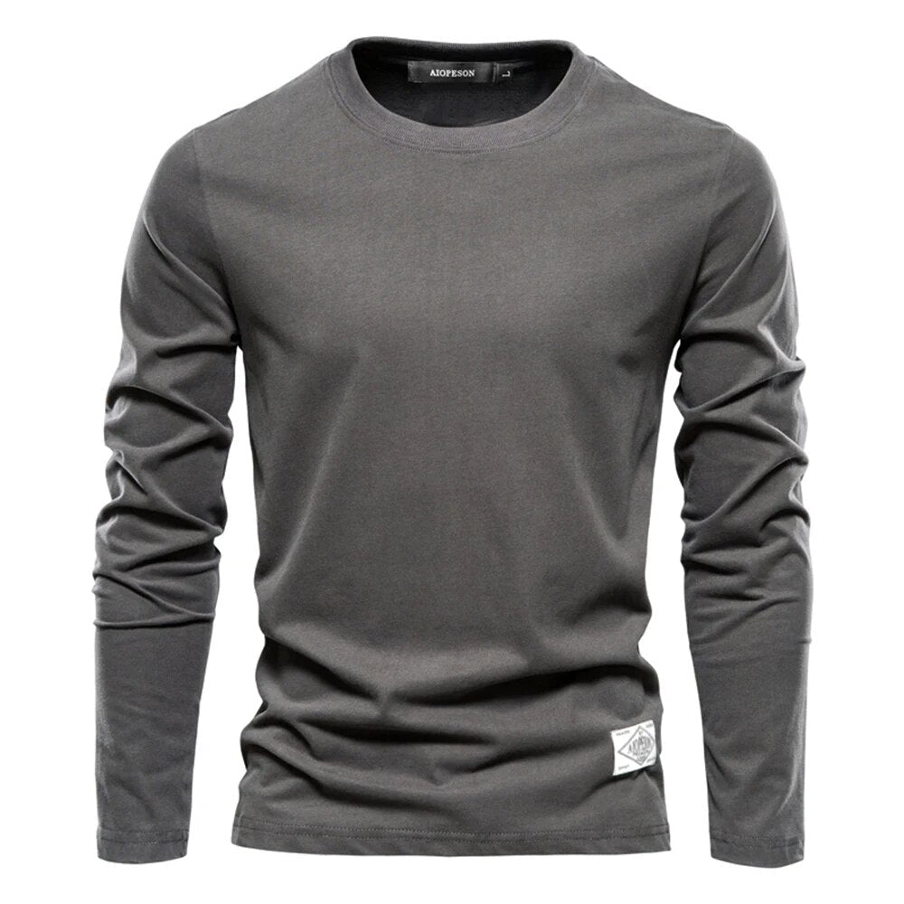 Einfarbiges Langarm-Shirt Männer Rundhals