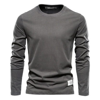 Einfarbiges Langarm-Shirt Männer Rundhals
