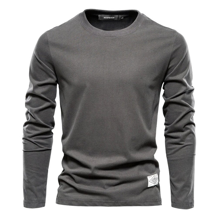 Einfarbiges Langarm-Shirt Männer Rundhals