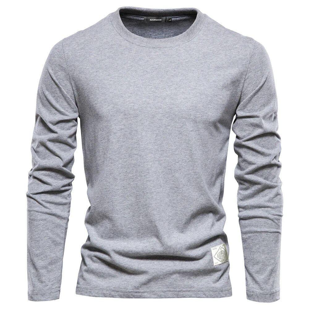 Einfarbiges Langarm-Shirt Männer Rundhals