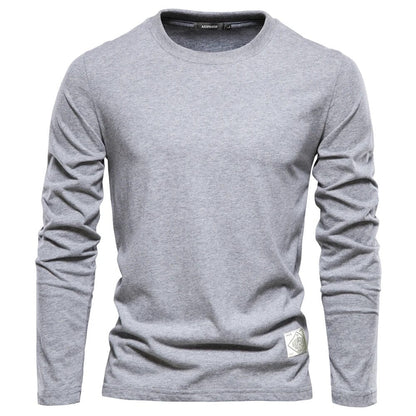 Einfarbiges Langarm-Shirt Männer Rundhals