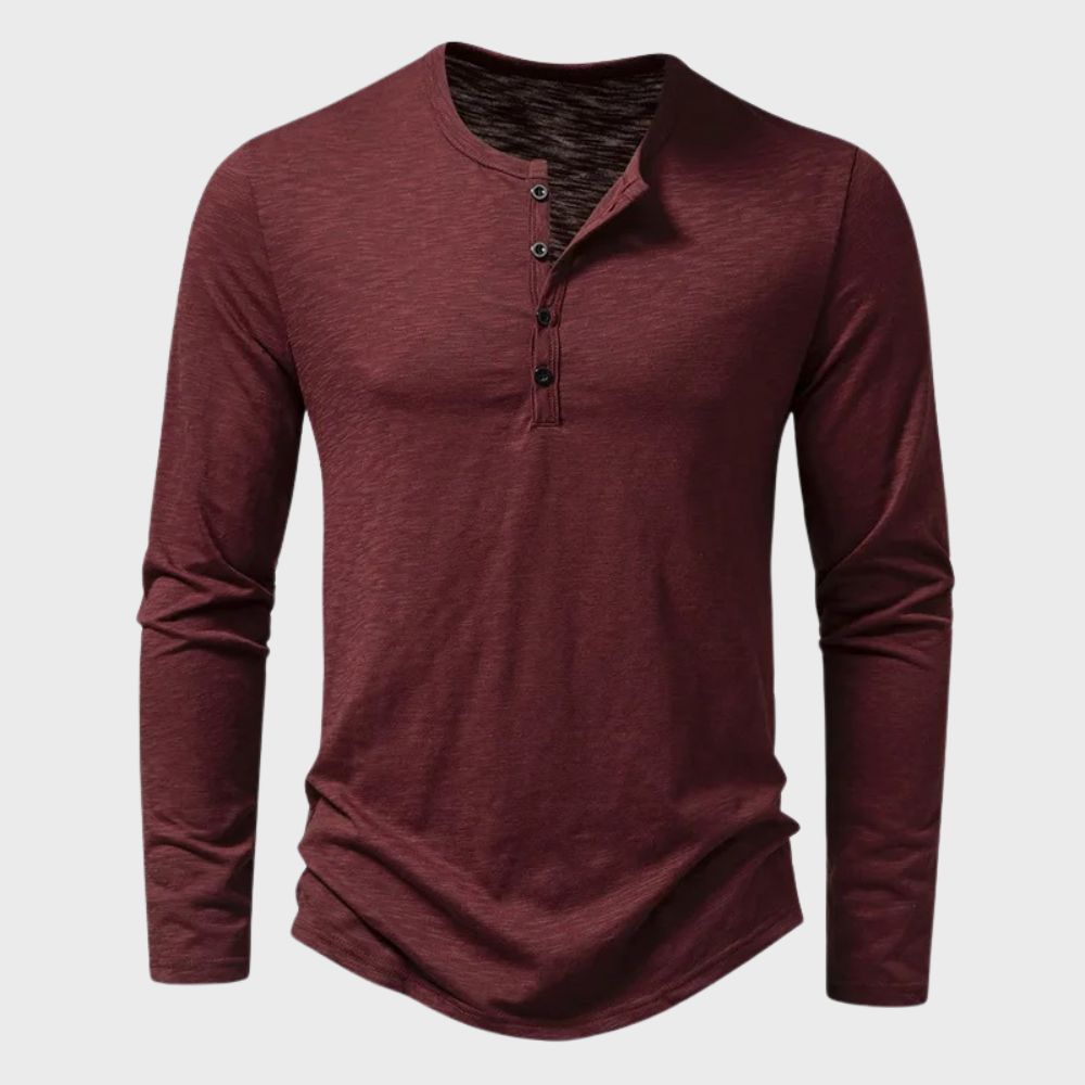 Herren Langarm-Shirt Viertelknopf Modern