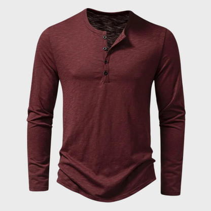 Herren Langarm-Shirt Viertelknopf Modern