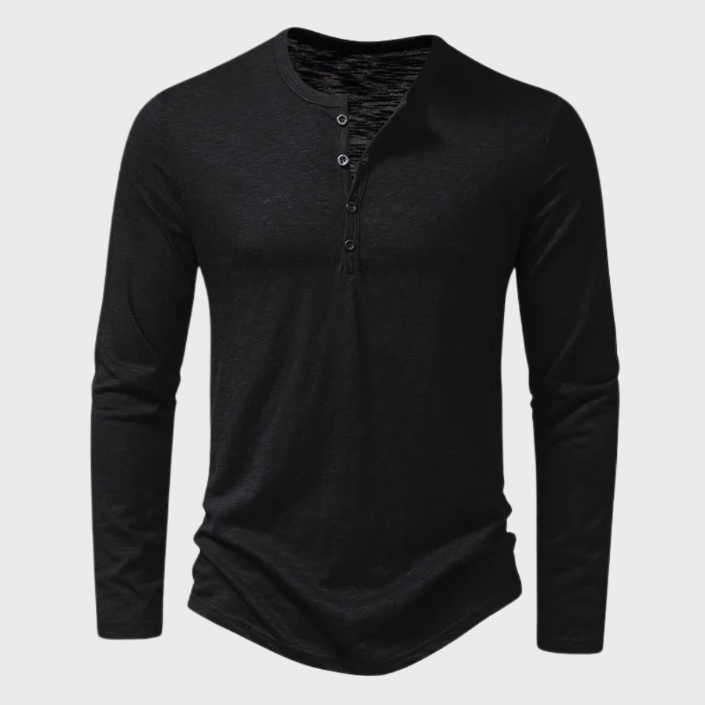 Herren Langarm-Shirt Viertelknopf Modern