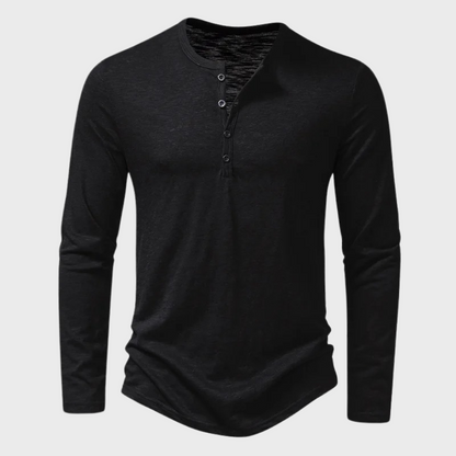 Herren Langarm-Shirt Viertelknopf Modern