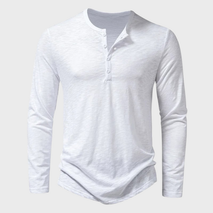 Herren Langarm-Shirt Viertelknopf Modern