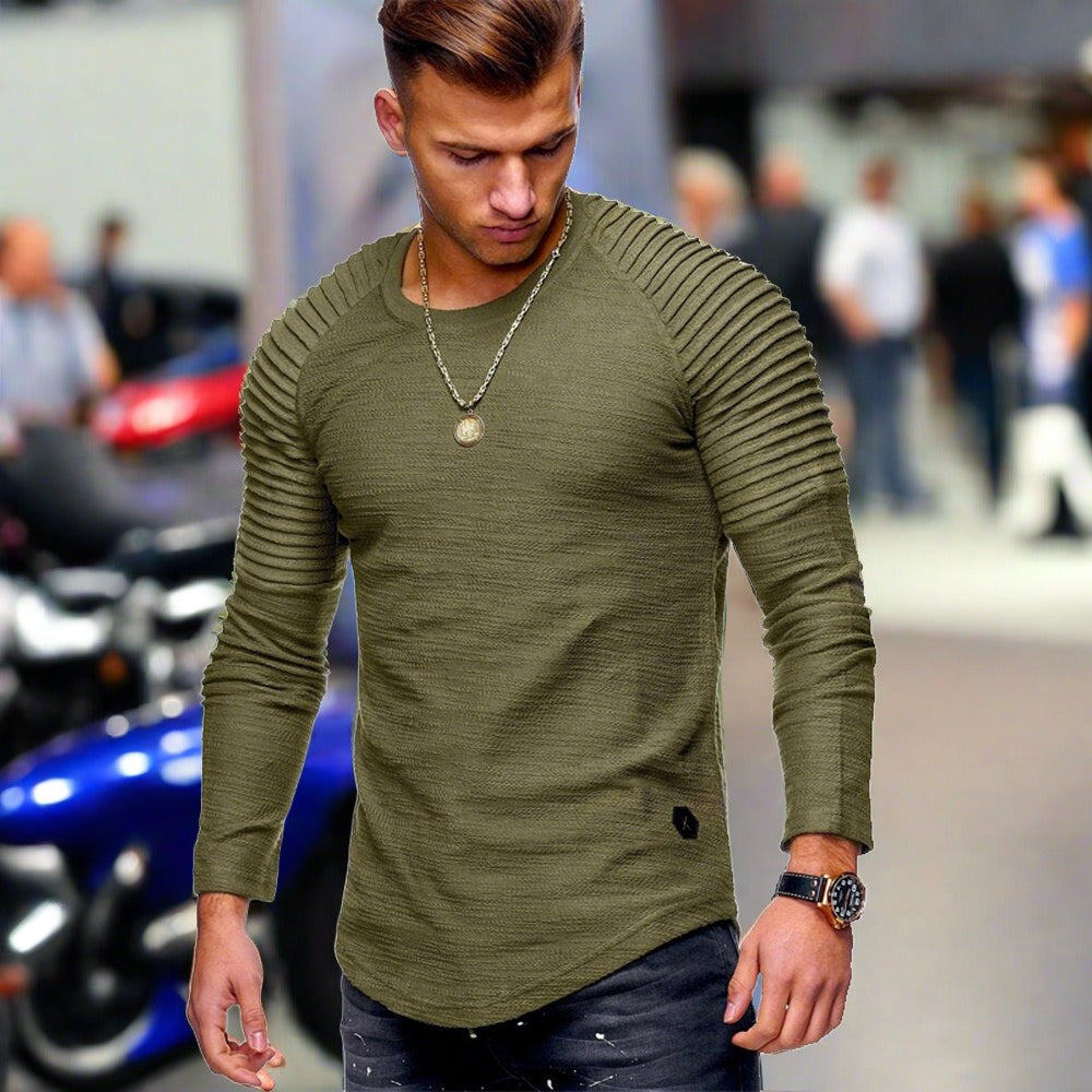 Herren Langarm T-Shirt Casual Rundhals