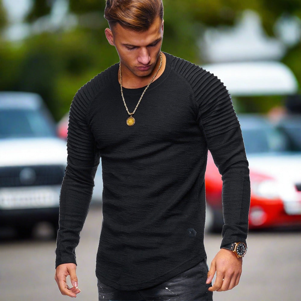 Herren Langarm T-Shirt Casual Rundhals - IdealeKleiden