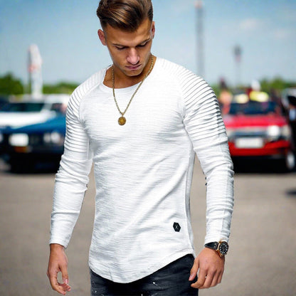 Herren Langarm T-Shirt Casual Rundhals