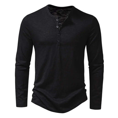 Männer Langarm-Shirt Casual Viertelknopf