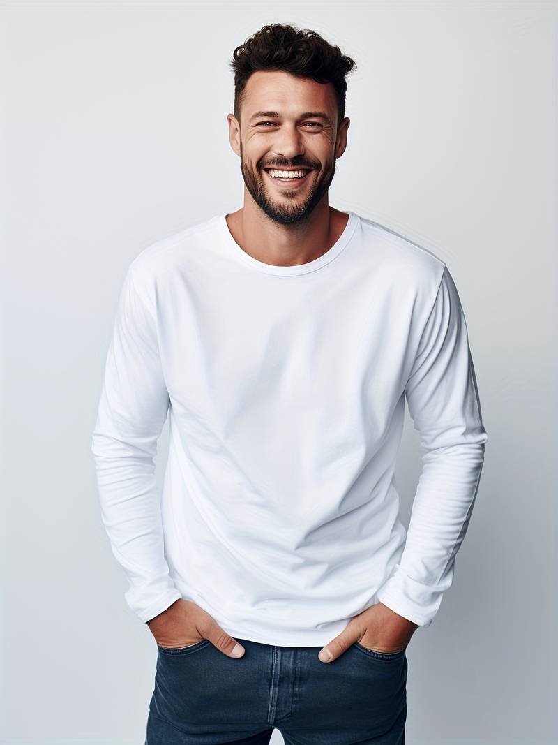 Langarm T-Shirt Männer Einfach Klassisch - IdealeKleiden