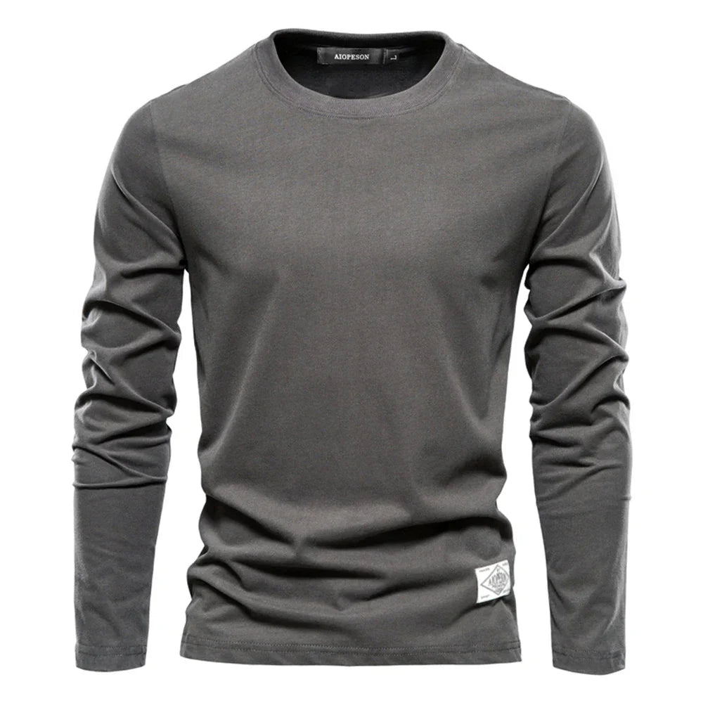 Einfaches Herren T-Shirt Langarm Rundhals