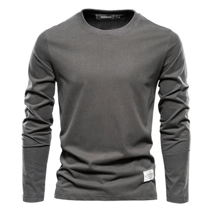 Einfaches Herren T-Shirt Langarm Rundhals