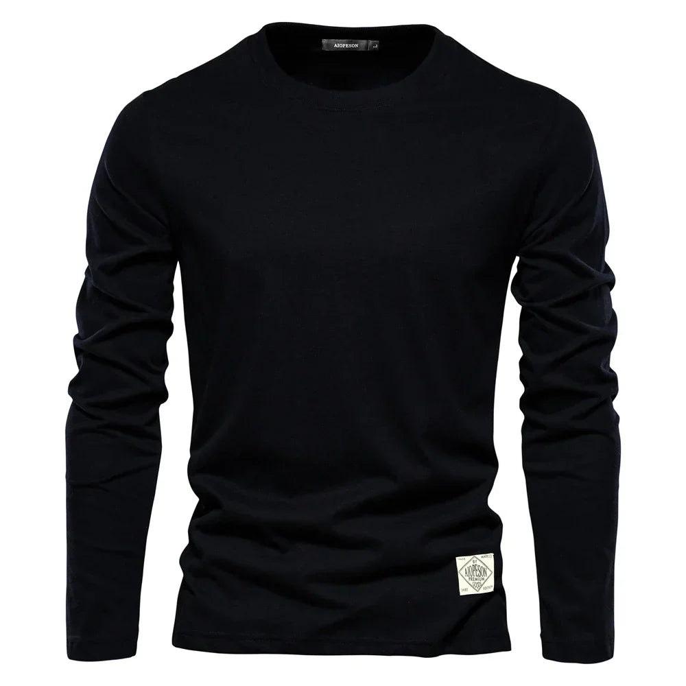 Einfaches Herren T-Shirt Langarm Rundhals