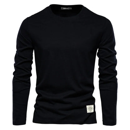 Einfaches Herren T-Shirt Langarm Rundhals