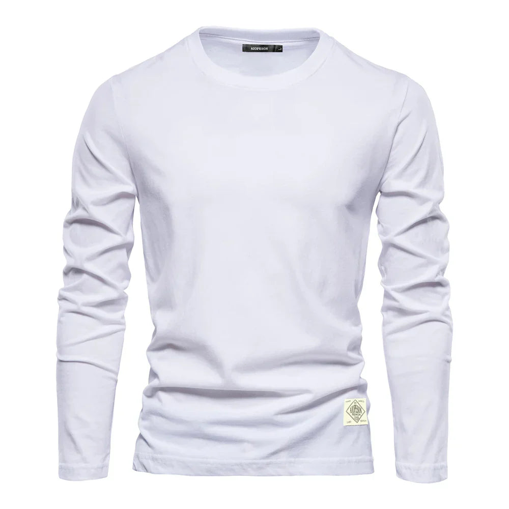 Einfaches Herren T-Shirt Langarm Rundhals