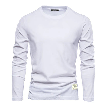 Einfaches Herren T-Shirt Langarm Rundhals
