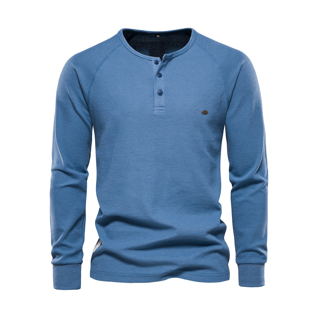 Männer Langarmshirt Einfach Viertelknopf