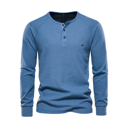 Männer Langarmshirt Einfach Viertelknopf
