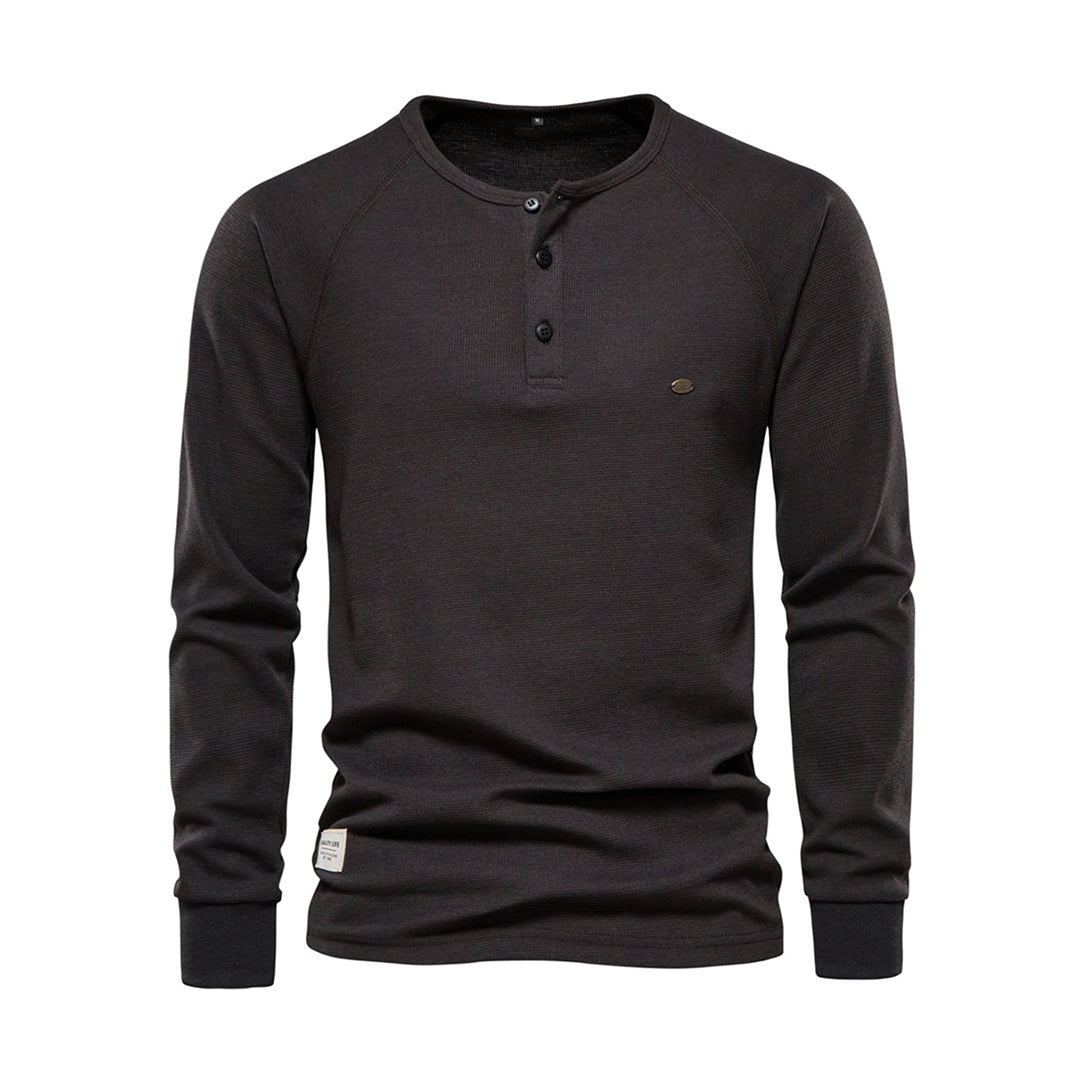 Männer Langarmshirt Einfach Viertelknopf