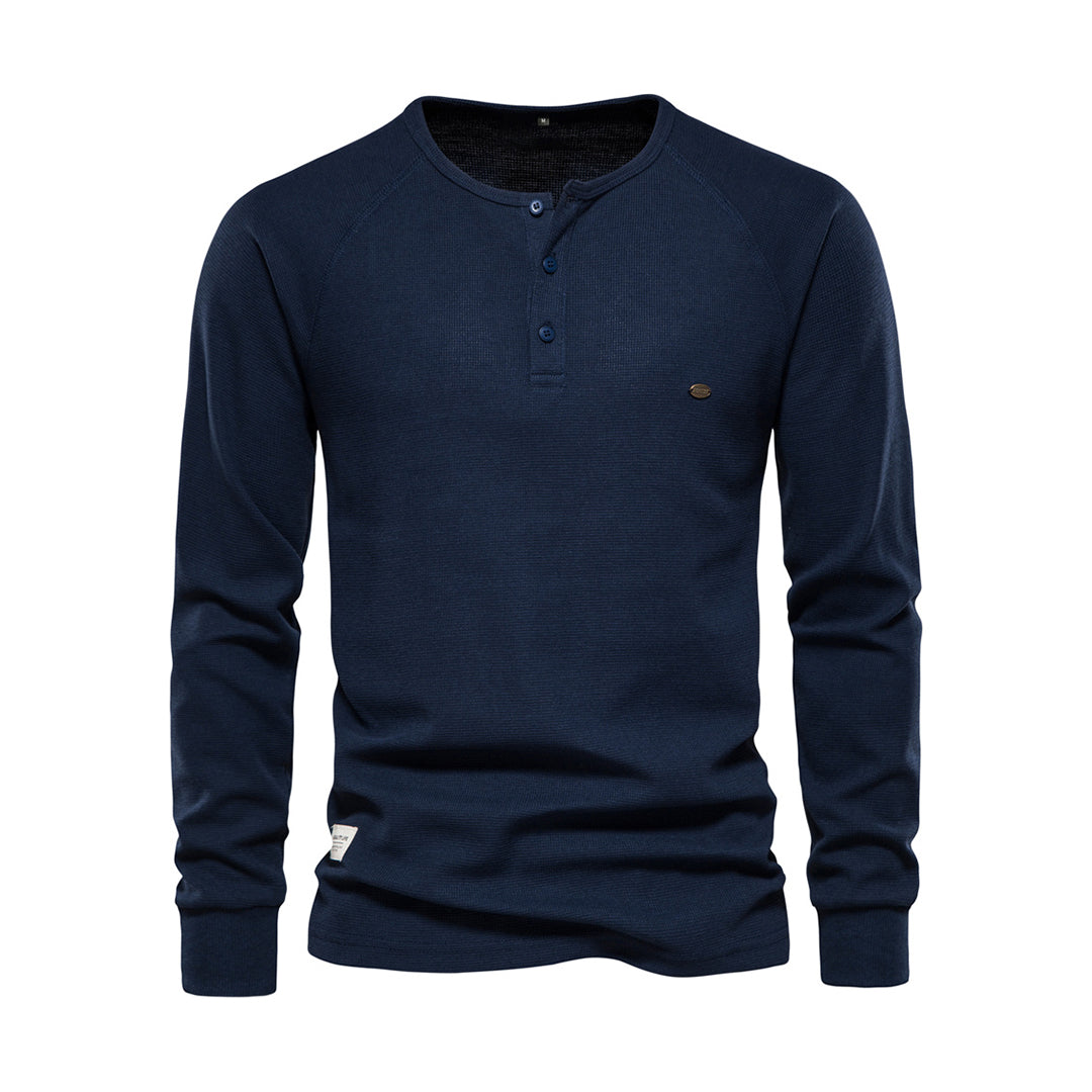 Männer Langarmshirt Einfach Viertelknopf