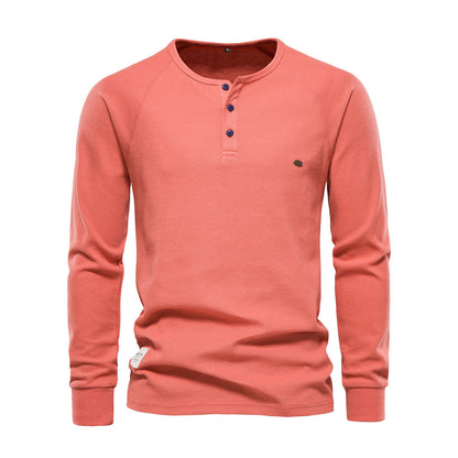 Männer Langarmshirt Einfach Viertelknopf