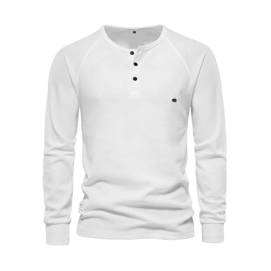 Männer Langarmshirt Einfach Viertelknopf