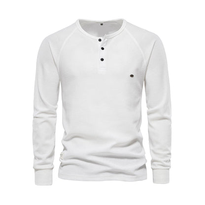 Männer Langarmshirt Einfach Viertelknopf