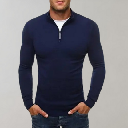 Herren Langarm T-Shirt Slim Fit Reißverschluss