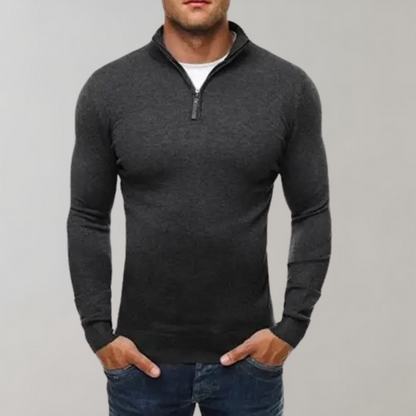Herren Langarm T-Shirt Slim Fit Reißverschluss