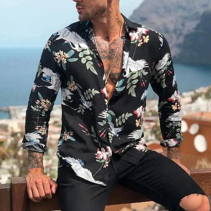 Hawaiihemd Langarm Herren Button-Down