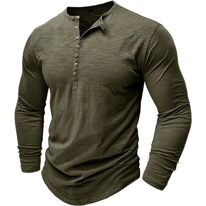 Herren T-Shirt Langarm Elegant Henley Style