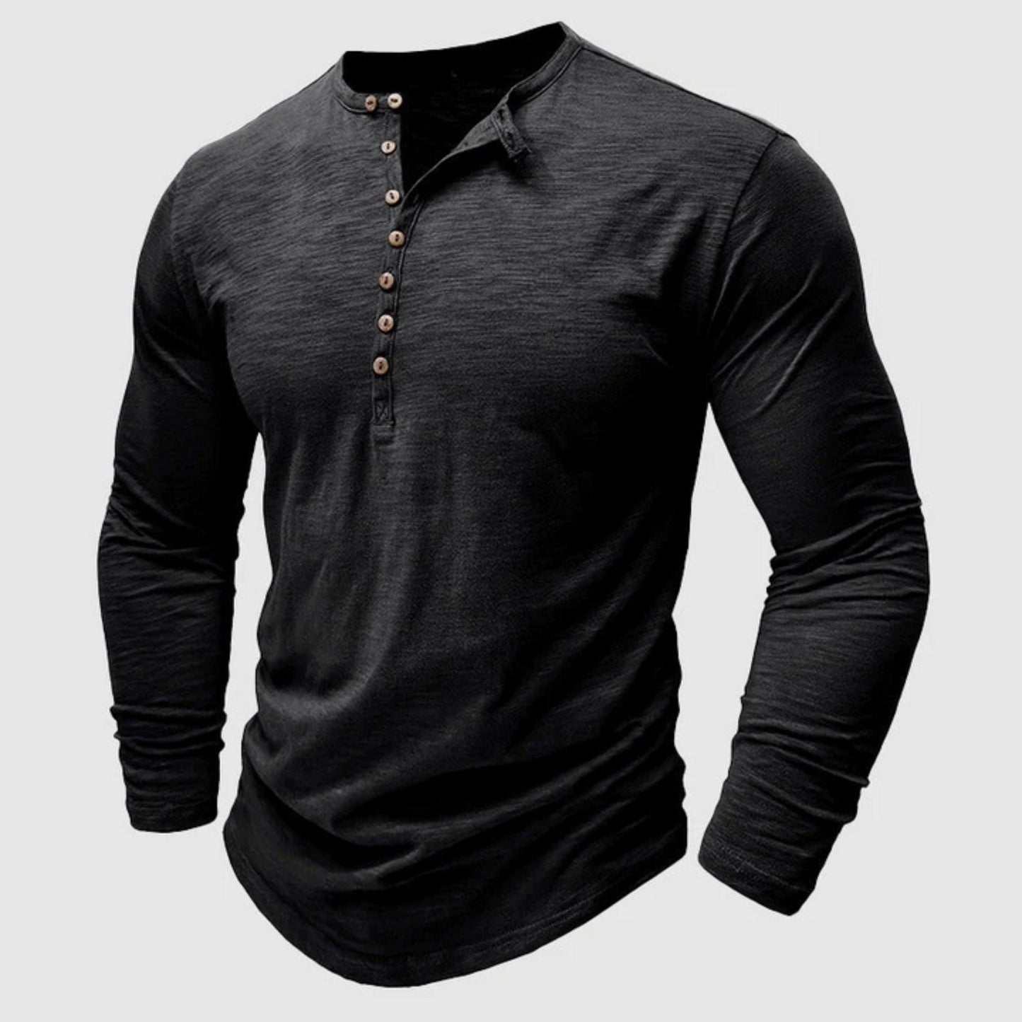 Herren T-Shirt Langarm Elegant Henley Style