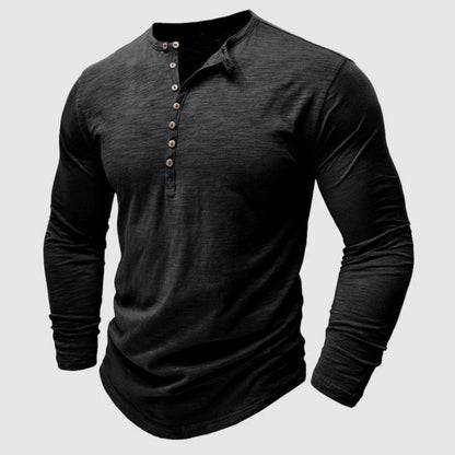 Herren T-Shirt Langarm Elegant Henley Style