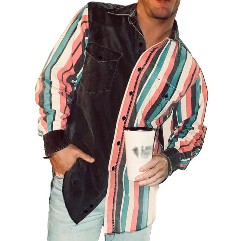 Herren Hemd Langarm Streifen Classic Design - IdealeKleiden