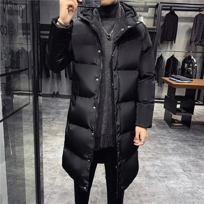Herren Winterparka Lang Daunenmantel Kapuze