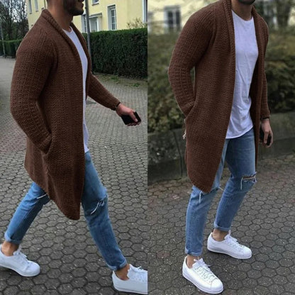 Herren Strickjacke Lang Warm Offen