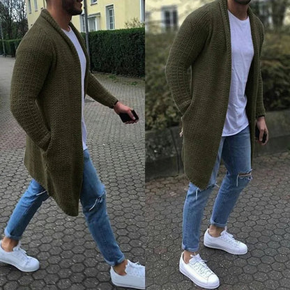 Herren Strickjacke Lang Warm Offen