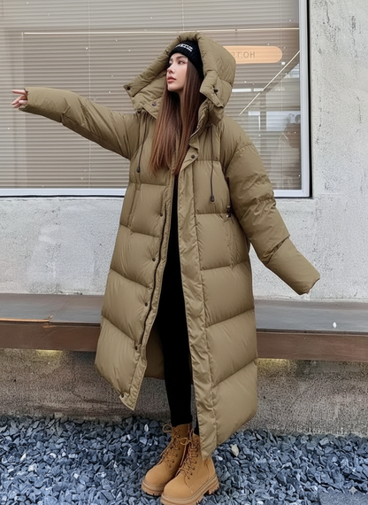 Warme Damenpufferjacke Winddicht mit Kapuze