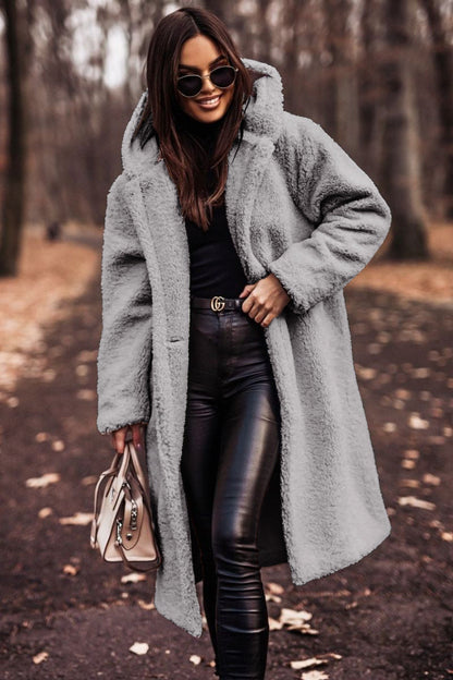 Damen Winterjacke Lang mit Kapuze und Weichem Futter
