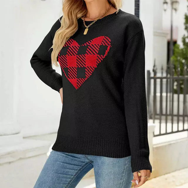 Herz Strickpullover Damen Modern - IdealeKleiden