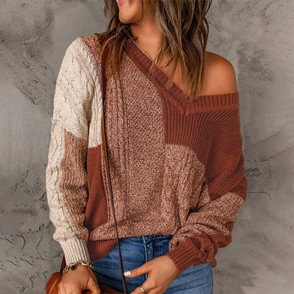 Bunt Strickpullover Patchwork Design