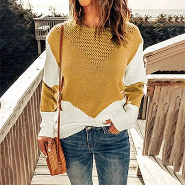 Bunt Strickpullover Patchwork Design