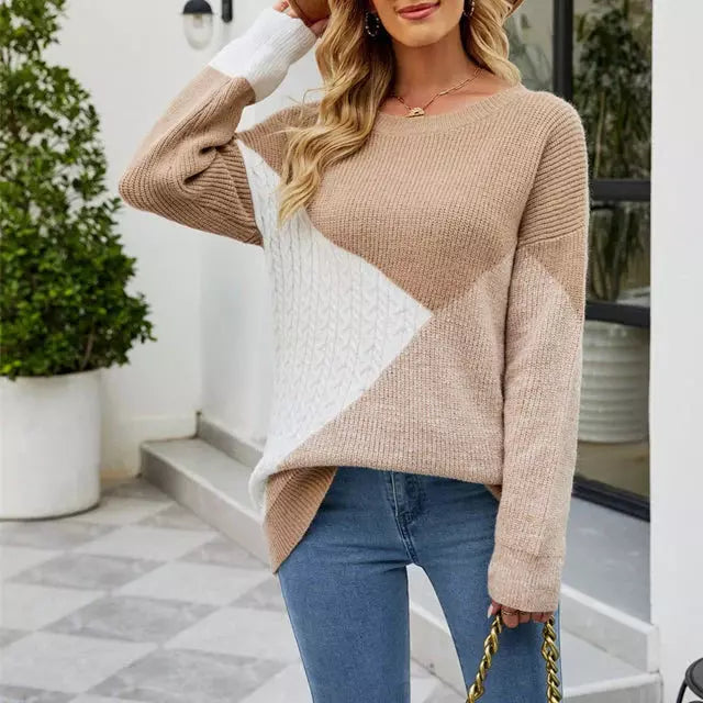 Bunt Strickpullover Patchwork Design
