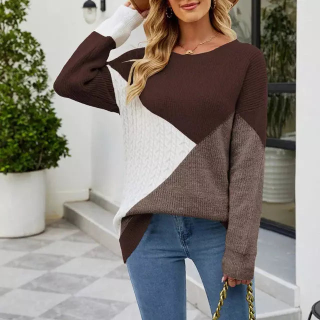 Bunt Strickpullover Patchwork Design